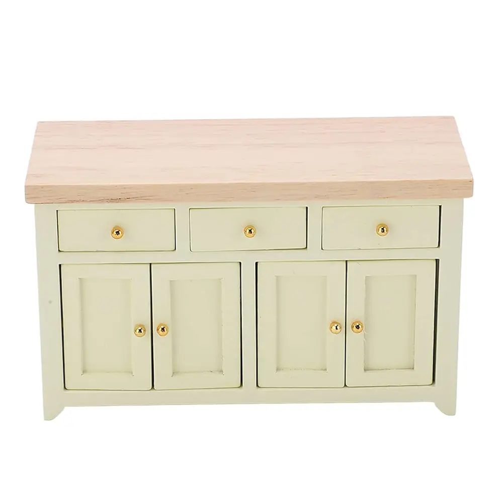 

1:12 Scale Wooden Dollhouse Cabinet, Miniature Birch Storage Furniture For Living Room And Kitchen, Doll House Toys (Cream