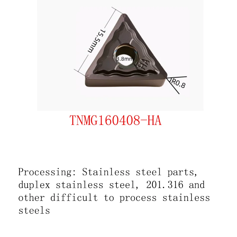 

YRFL 10PCS CNC Inserts Triangle Turning Inserts TNMG160404-TM CQ MA PM Stainless Steel Lathe