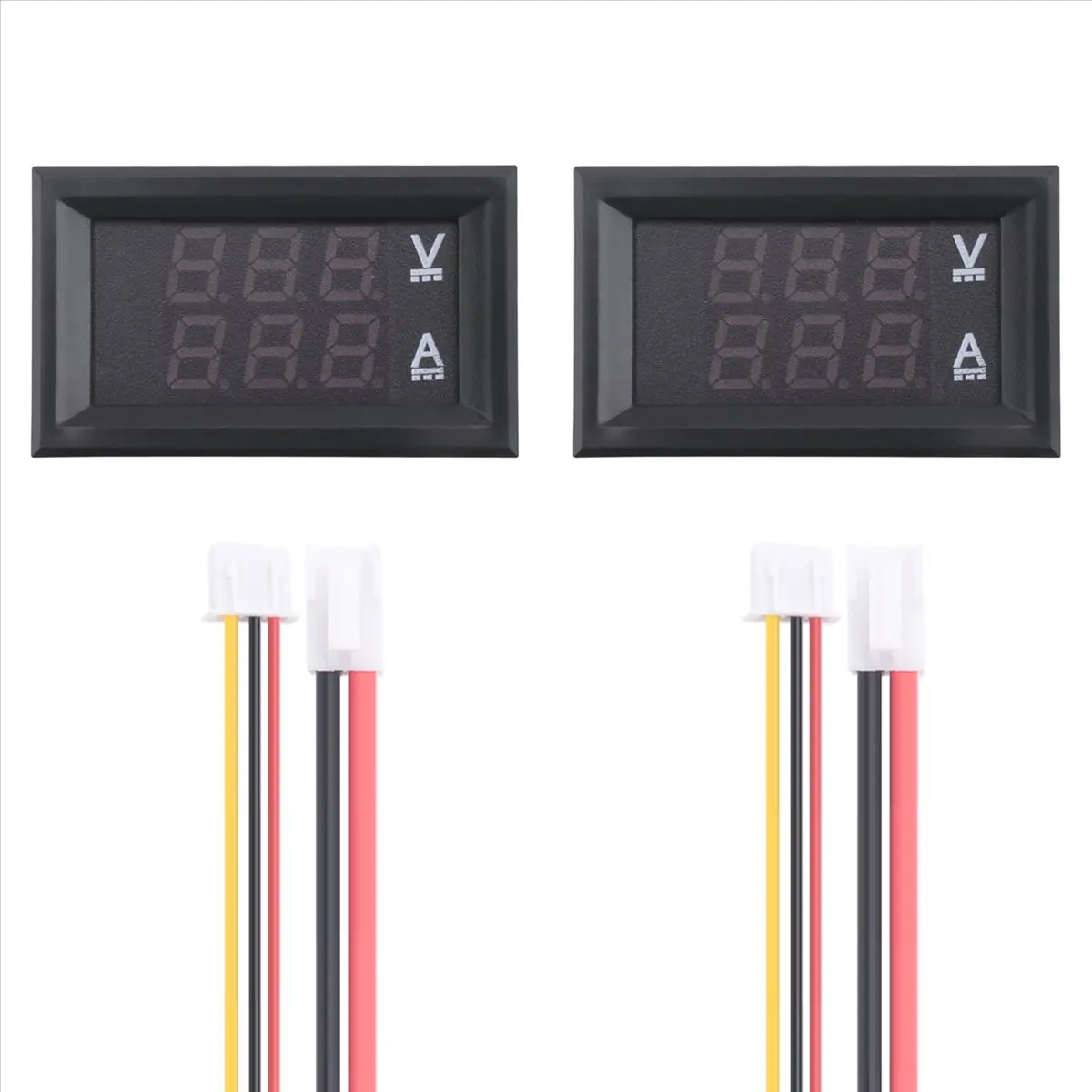A75K 2Pcs Digital Voltmeter Ammeter DC 100V 10A Amp Voltage Current Meter Tester Blue + Red Dual LED Display Panel with Connect