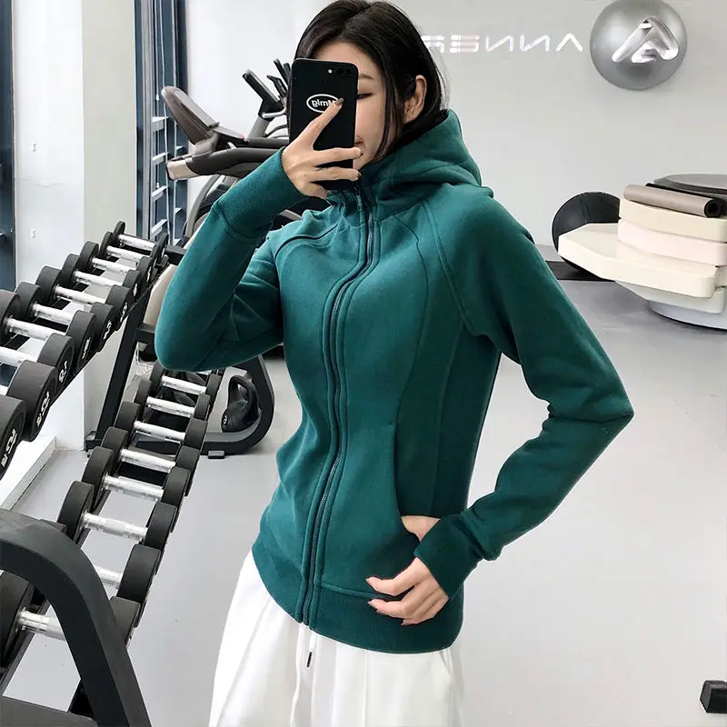 Autumn Winter New Fashion Long Sleeve Solid Hoodies Sweatshirts Cardigan Women's Clothing Pockets Loose Drawstring Zipper Tops