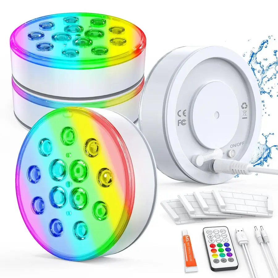 Luces, luces LED sumergibles recargables mejoradas con control remoto IP68 impermeables 16 colores luces subacuáticas para piscina de hidromasaje para Ab