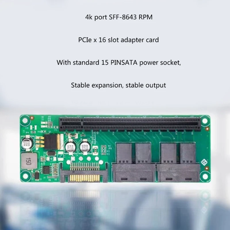 4 Port SFF-8643 to PCIe X16 Expansion Slot Card Transfer Development Board Dropship