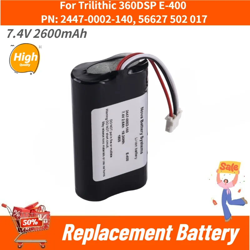 For Trilithic 360DSP E-400 Brand New High Quality 2447-0002-140, 56627 502 017 7.4V 2600mAh /19.24Wh Replacement Battery