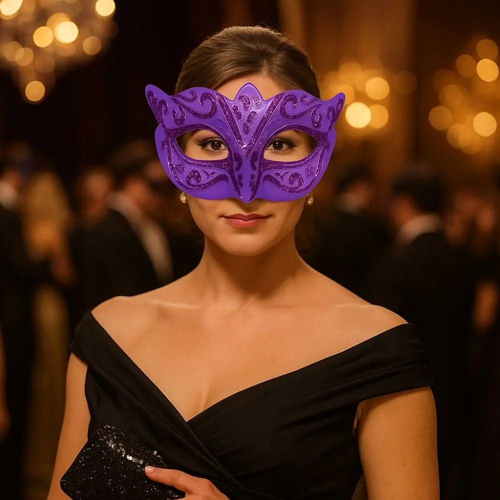 أقنعة تنكرية للحفلات التنكرية للهالوين، قناع تنكر بلاستيكي، قناع لامع، قناع راقصة فانتوم، قناع نصف وجه