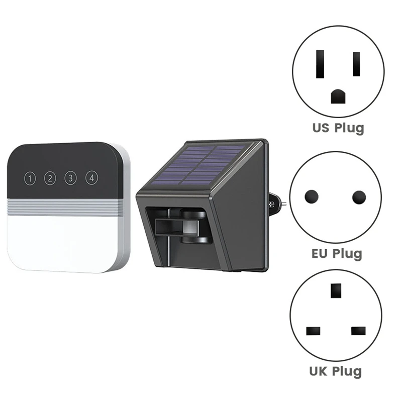 Zonne-Energie Oprit Alarm Infrarood Detectie Draadloze Deurbel Zwart & Wit & Grijs (Ons Plug)