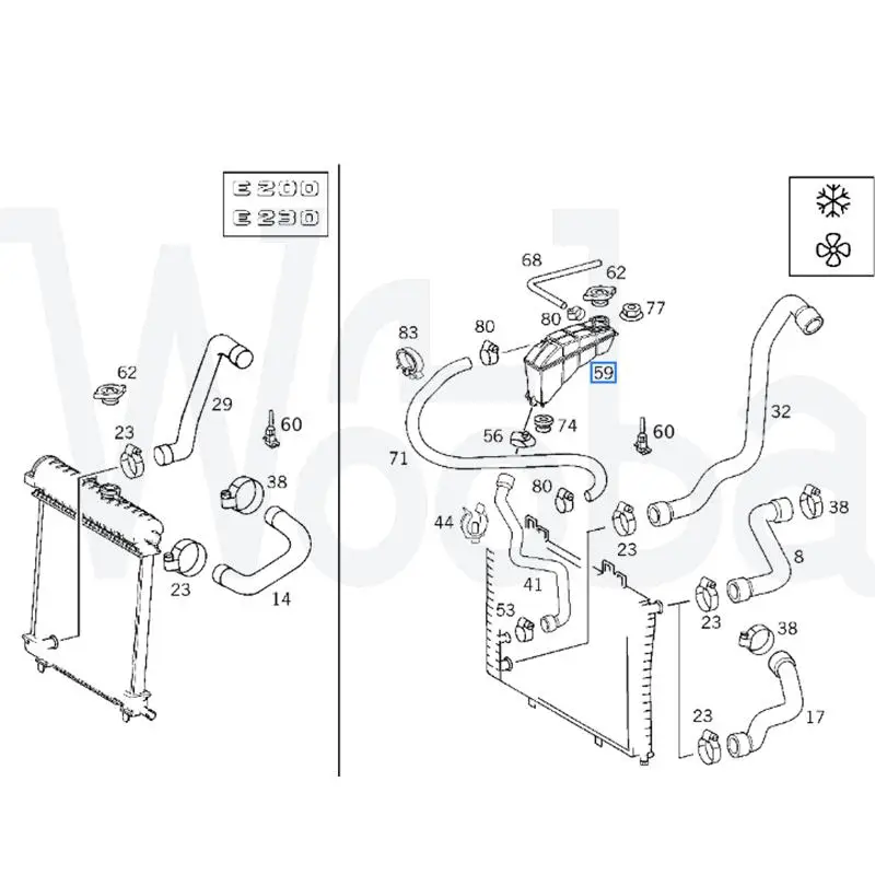 Wooba 2105000549 2105000349 A2105000349 2105000849 Liquid Storage Tank Kettle Coolant Tank For Mercedes Benz W210 E240