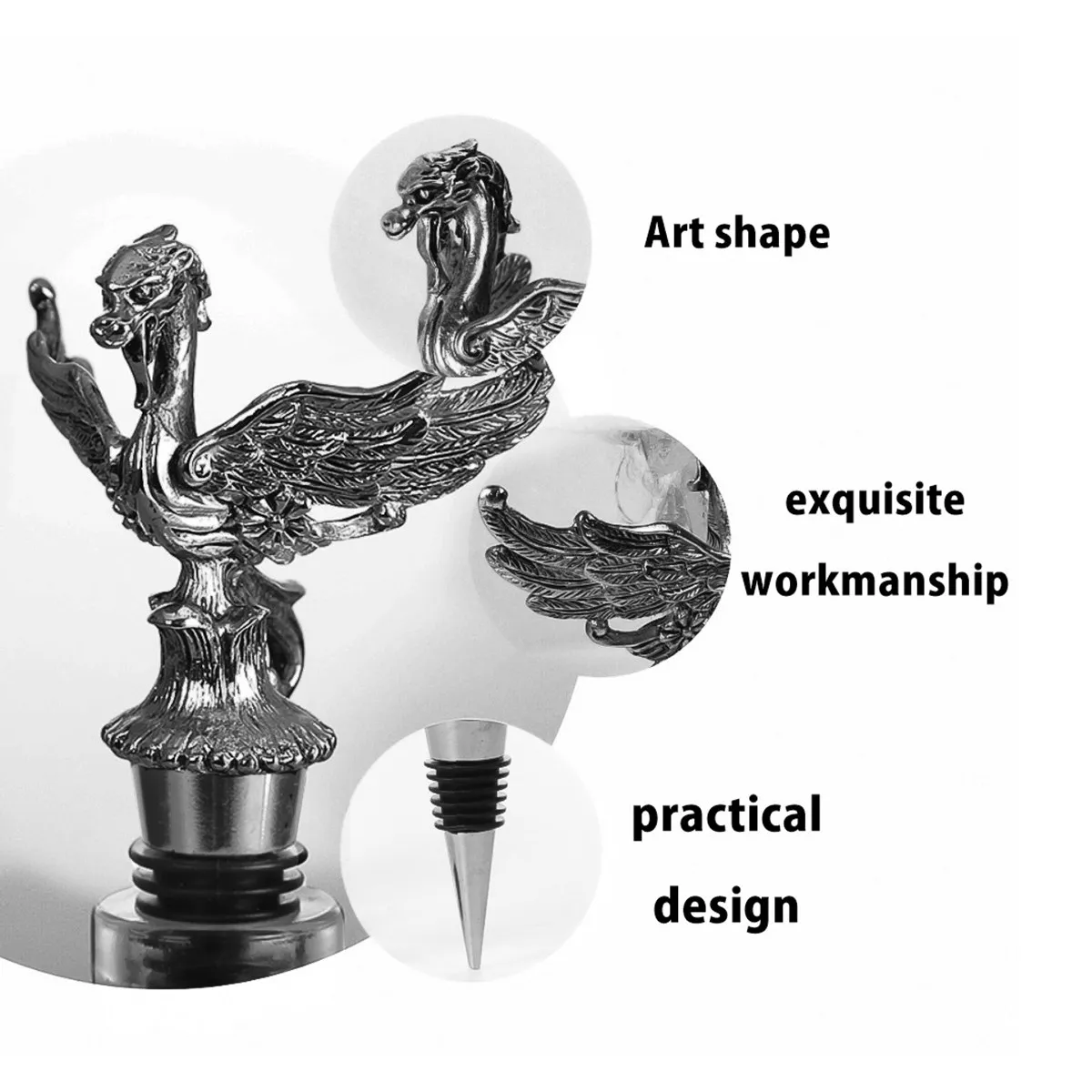 Animal Head Wine Stoppers Set Food Grade Stainless Steel Silicone Zinc Alloy Air Tight Seal Reusable Bottle Plugs for Red