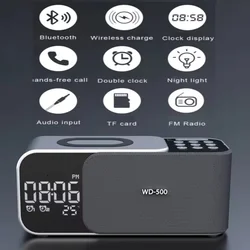 Carillon ad alto volume con radio FM Orologio Aralm Luce a LED Ricarica wireless Caixa De Som Altoparlante Bluetooth Colonna sonora portatile