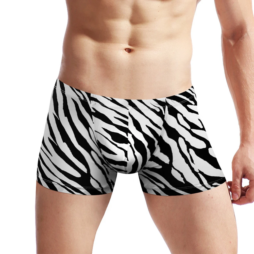 Cuecas boxer masculinas sexy, roupa íntima, bolsa convexa em u, shorts, troncos, listras respiráveis