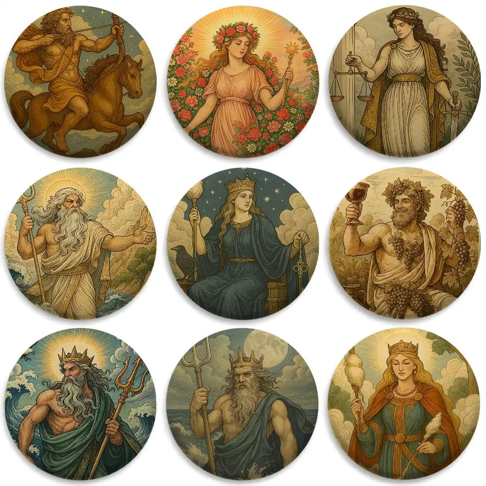 

Retro Nordic Mythology Badges Round Exquisite Badge Brooches Creative Pins For Clothes Hat Backpack Gift Accessories