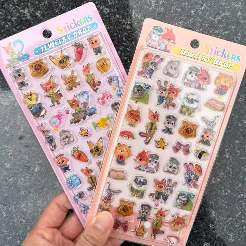 

Disney Zootopia Nick Wilde Judy Hopps 3D Relief Crystal Sticker Cartoon Creativity Reward Sticker Diy Phone Case Toy Girl Gifts