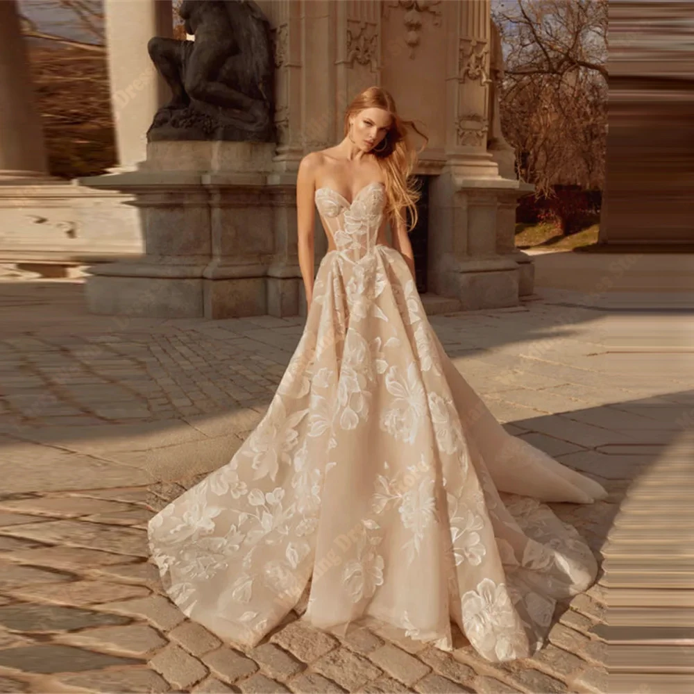 

Sweetheart Collar A Line Wedding Dresses Graceful Appliques Lace Bridal Gowns Banquet Mopping Length Vestidos De Novia Boda 2026