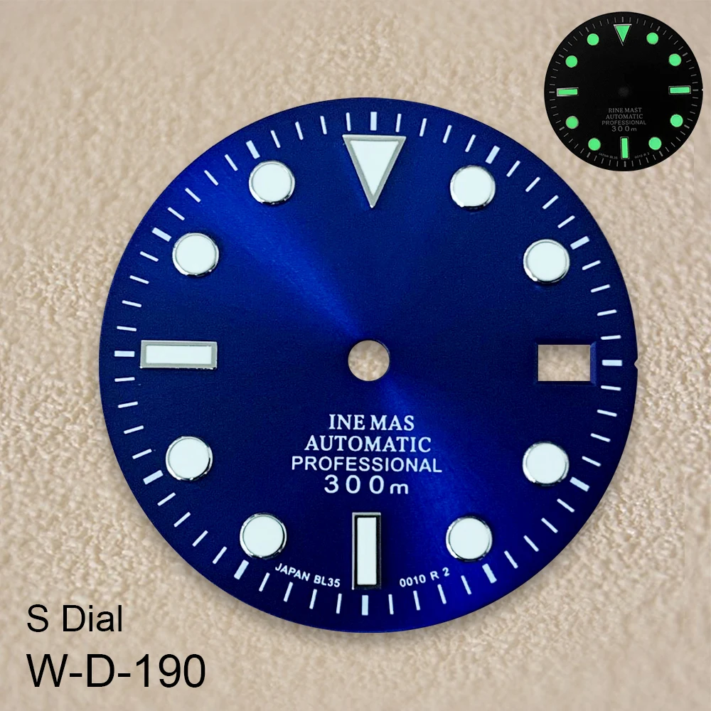 S Logo 28.5mm NH35 Dial Watch Dial Suitable For NH35 NH36 Movement Green Luminous Watch Modification Accessories