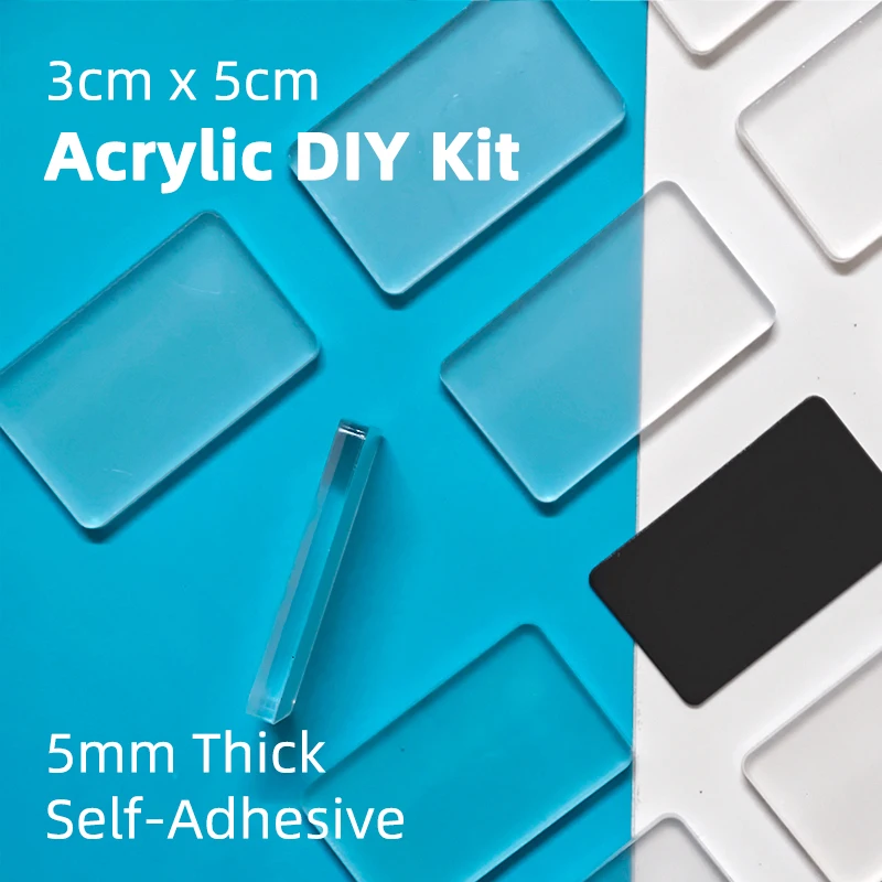 3x5cm Transparent Acrylic Fridge Magnet DIY Kit 20 Set Self Adhesive 5mm Thick Custom Making Your Own Refrigerator Magnetic