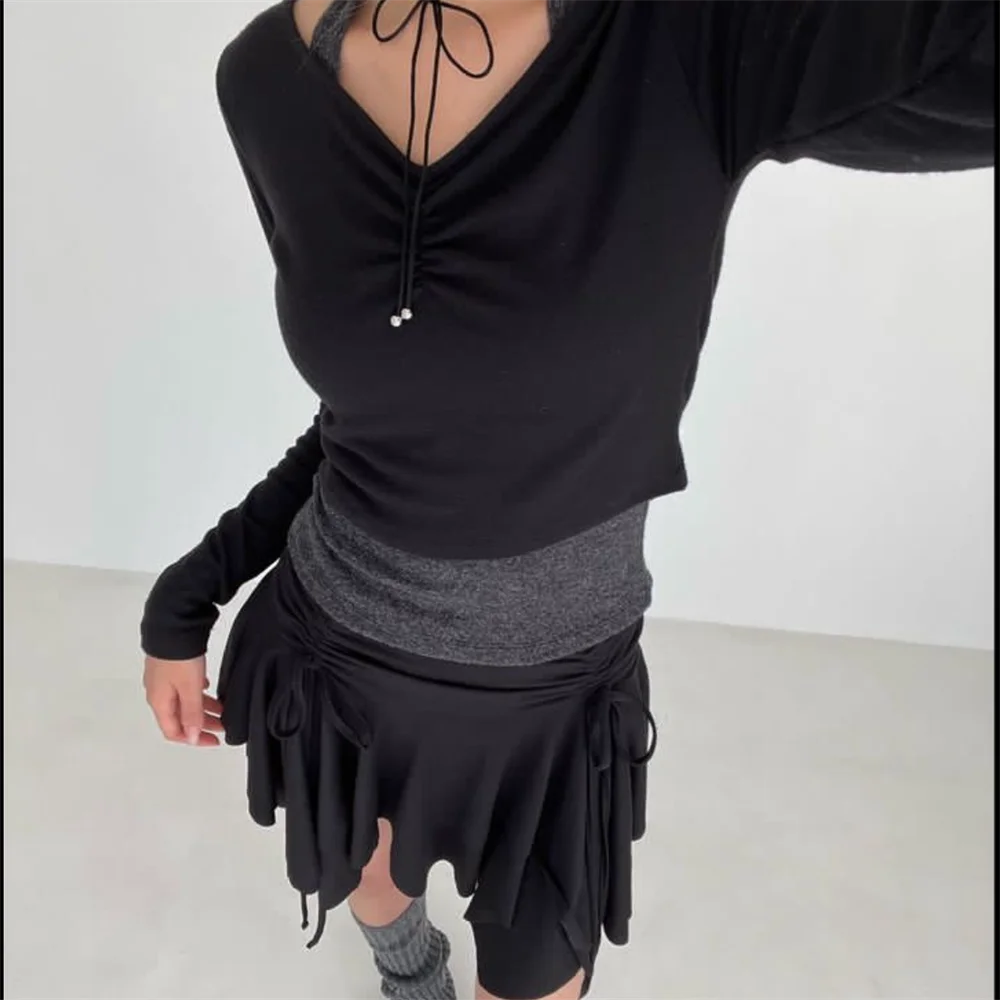 فستان نسائي قصير بطيات، عصري، قصة ضيقة، متعدد الاستخدامات، برباط لفصل الربيع، جديد، 2024 #6