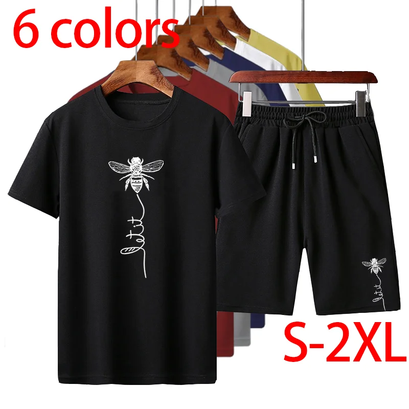 2024 New Men And Women Casual Suit Include Short Sleeve T-shirt + Shorts, Solid colors Print Joggers Sportswear Tracksuit