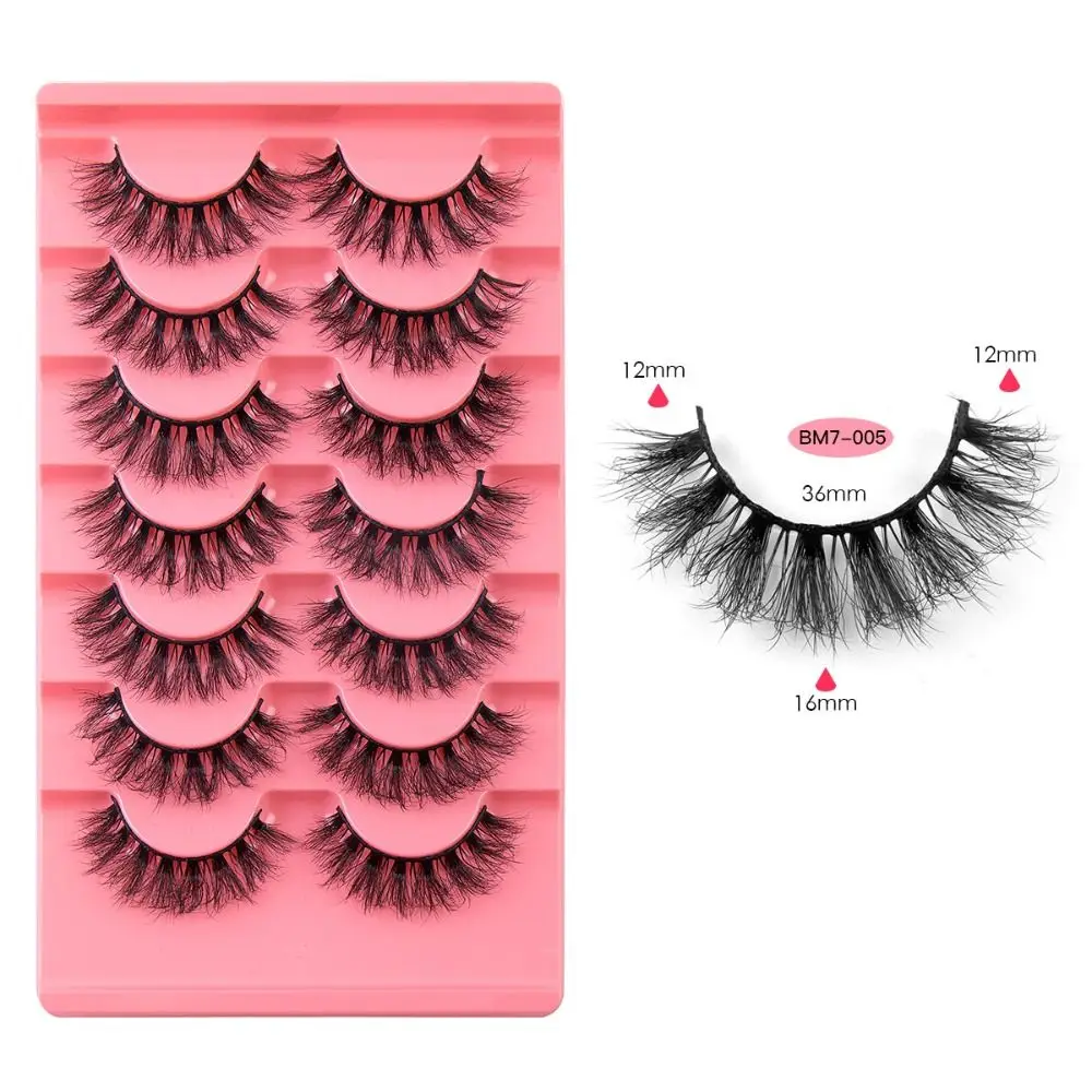 7 Pairs/box 3D Fluffy Fake Mink Hair Eyelashes Natural Thick False Eyelashes Exaggerated Dramatic Makeup Tool Women