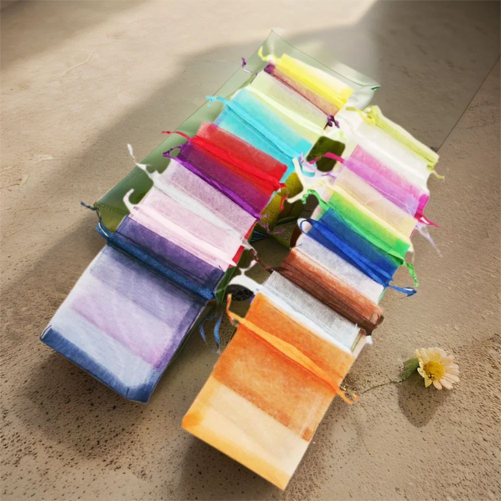 

500 шт., сумки из органзы, мешочки на шнурке для упаковки ювелирных изделий, дисплей, подарок на свадьбу, день рождения, Рождество, пакеты с завязками