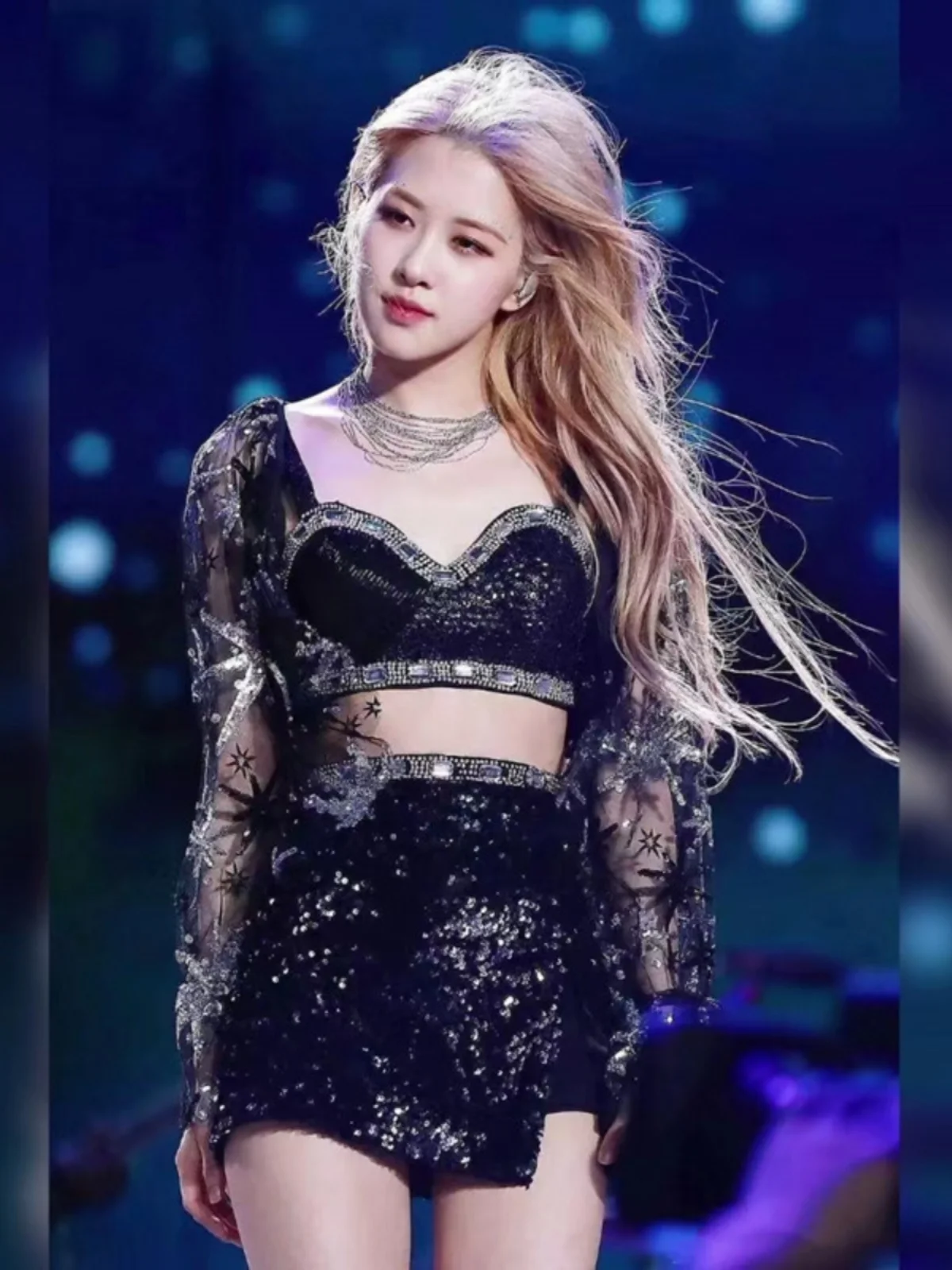 

Girls Group Stage Performance Sequin Set Netting Jazz Dance Flash Diamond Performance Clothes Ensemble