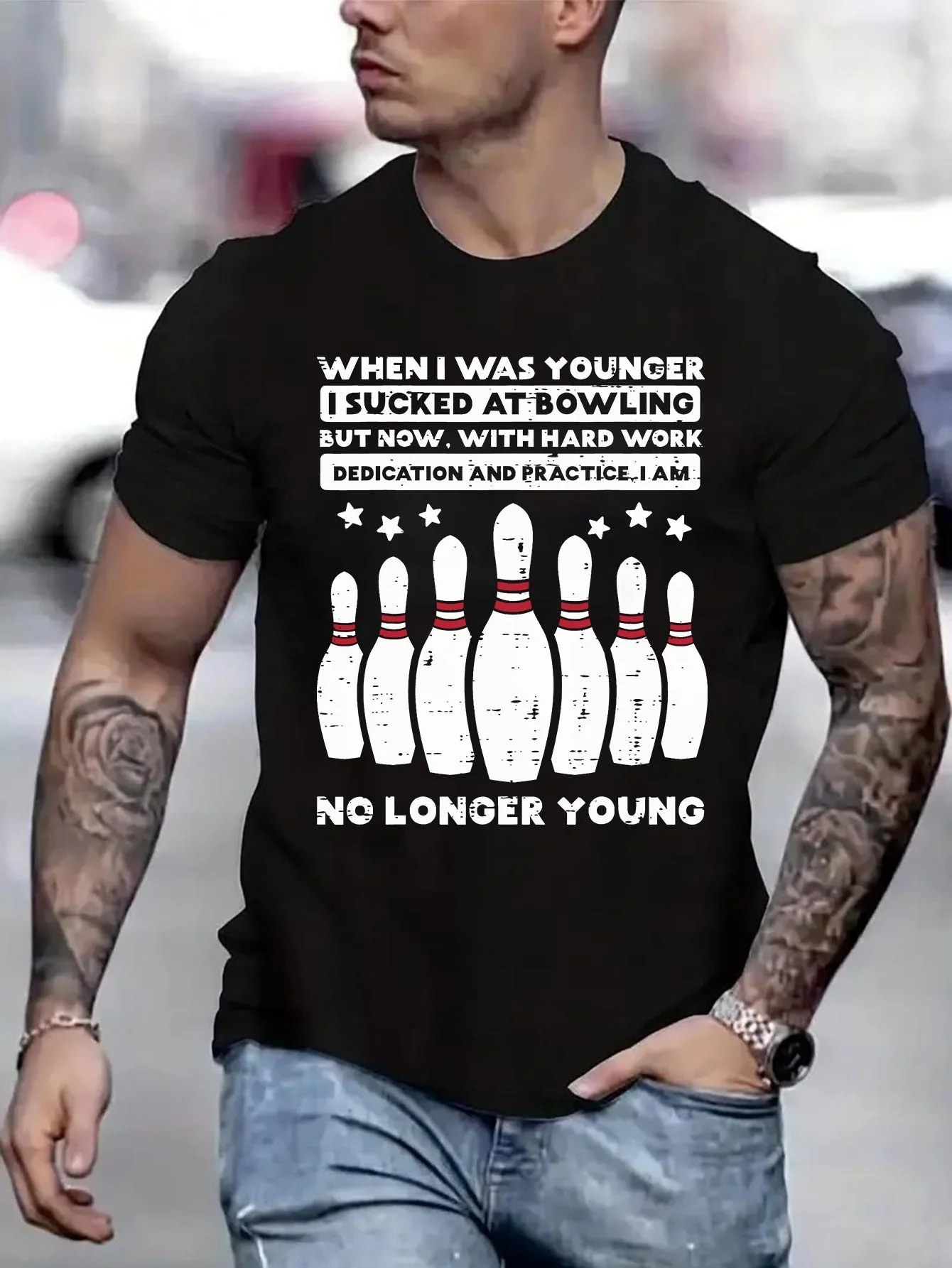 Cuando era más joven, chupito en bolos, última novedad en camisetas y camisetas, camisetas para hombres, camiseta, ropa de diseñador para hombres B5023909