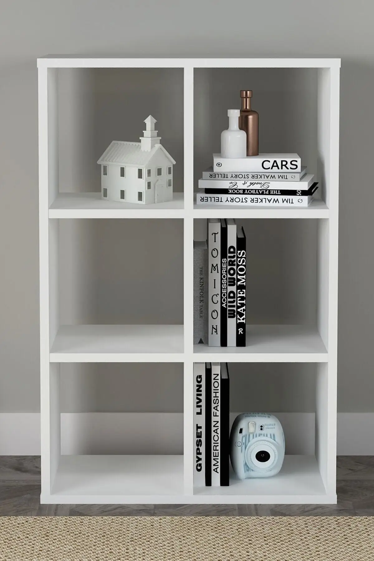 6 shelf White Bookcase Carcinogenic Substance-Free 18 MM Thick Senior High Quality Material