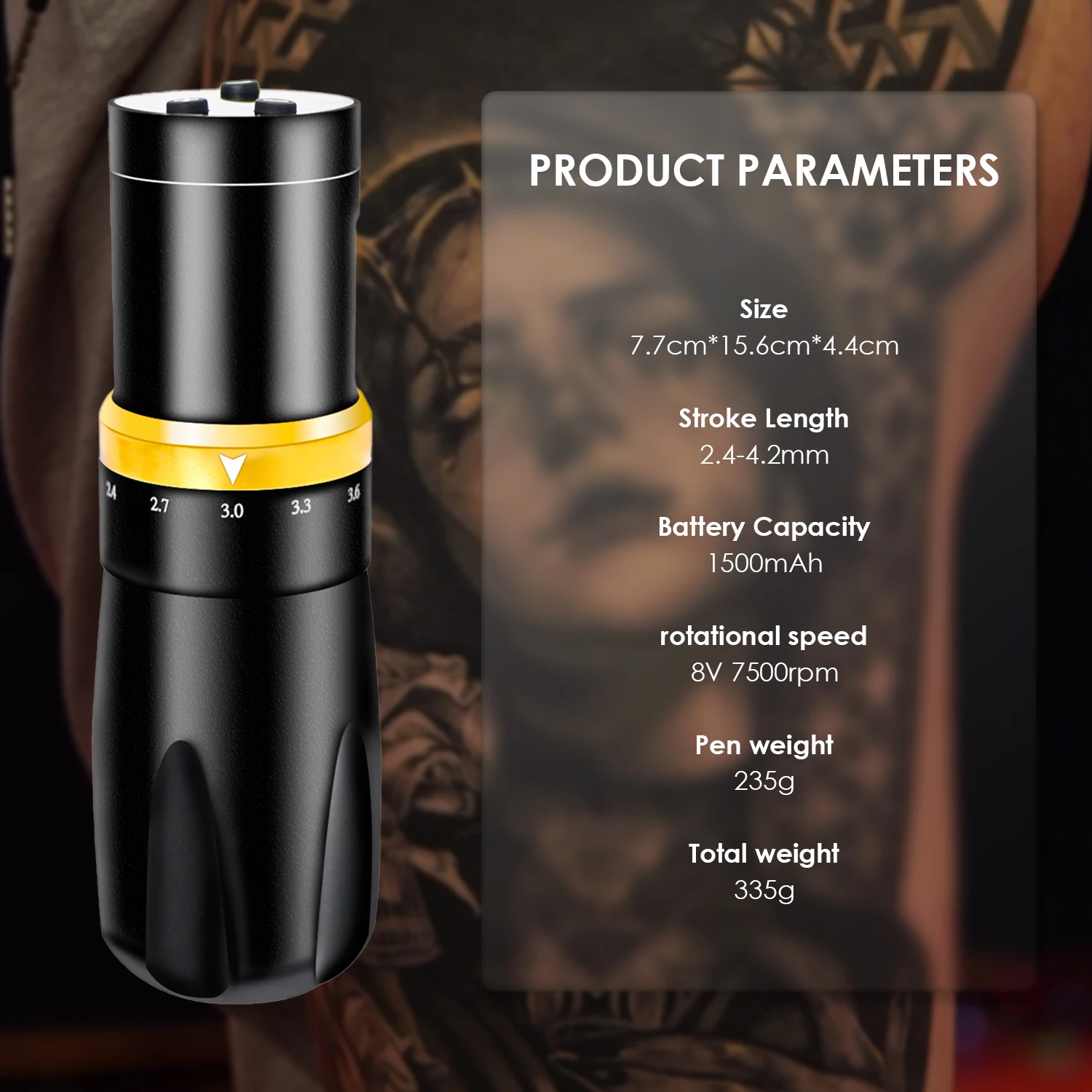 KVM طقم أقلام الوشم اللاسلكي 2.4-4.2 مللي متر قابل للتعديل السكتة الدماغية اللاسلكية ماكينة رسم الوشم التجميلي القلم 1500 مللي أمبير الطاقة مجهزة بمحرك مخصص #6