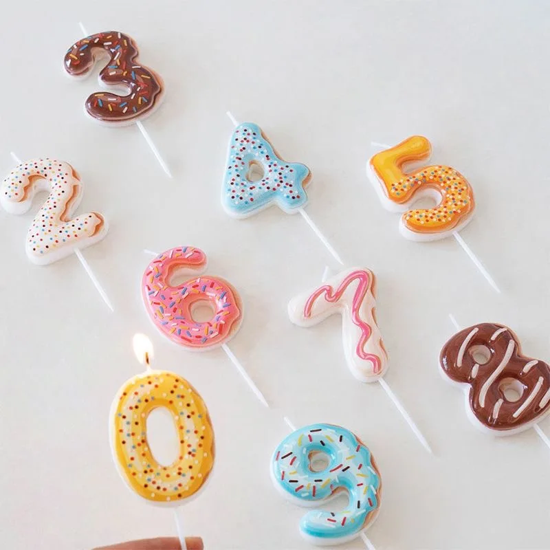 Color caramelo Feliz cumpleaños número 1 2 3 4 5 6 7 8 9 vela multicolor celebración del primer año decoración de pastel fiesta infantil
