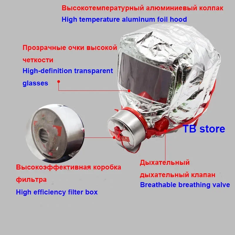 Fire Emergency Escape Safety Mask 30 Minutes Protective Filter Gas Mask Anti-smoking Fire Dust Carbon Respirator Mask Home Work