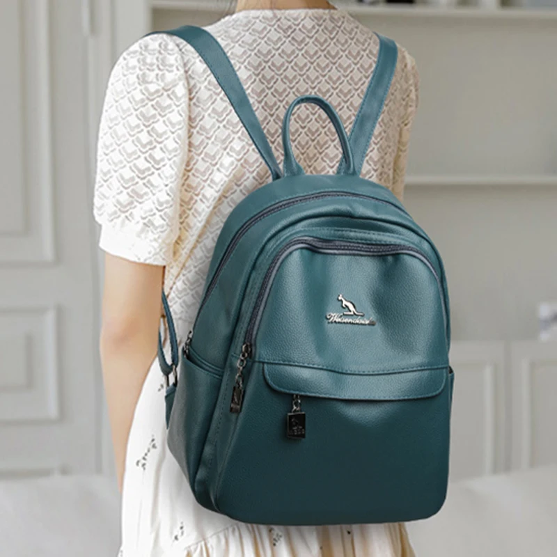 2024 New Women's Shoulder Bag High Quality Leather Backpack Luxury Designer Brand Backpack Large Capacity Girl Travel Book Bag