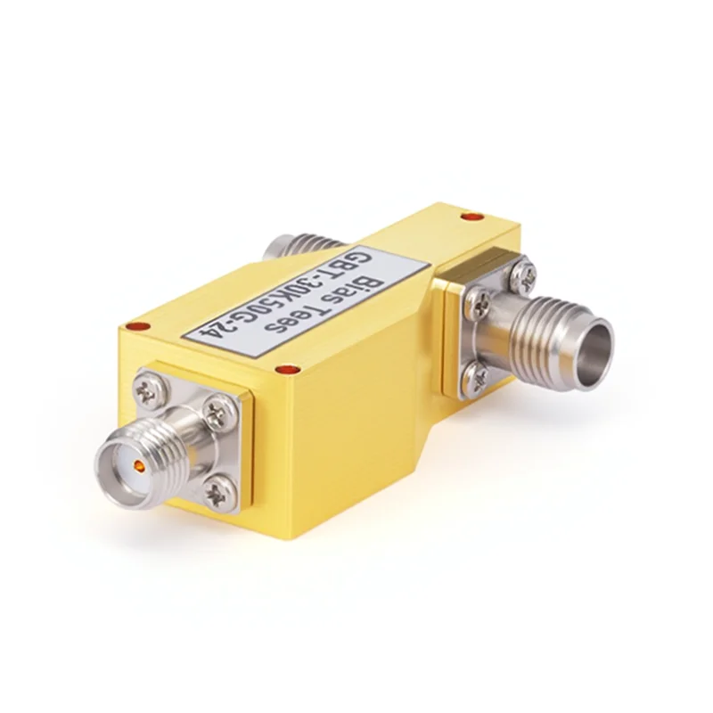 

Модуль радиочастотной интегральной схемы (RF IC) с разветвителем (bias tee) 2,4 мм, диапазон частот от 30 кГц до 50 ГГц, номинальные характеристики: 500 мА и 25 В постоянного тока