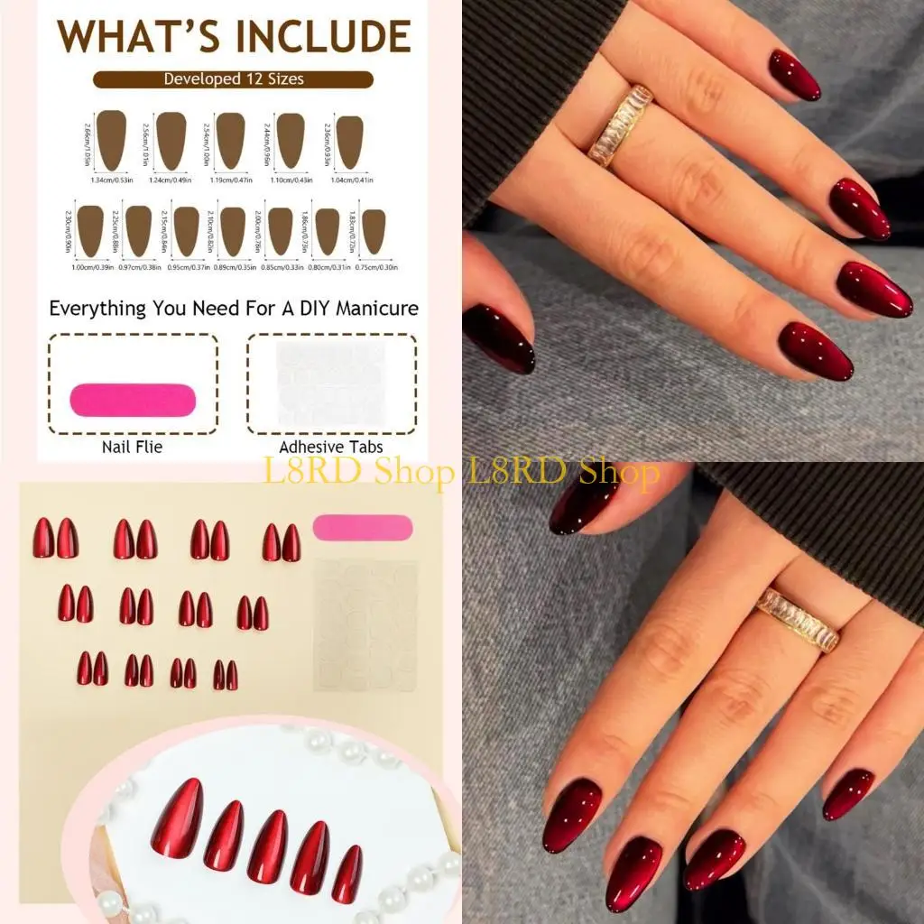 

L8RD Cats Eye Pass on Nails Full Cover Acryl Acryl False для энтузиастов моды