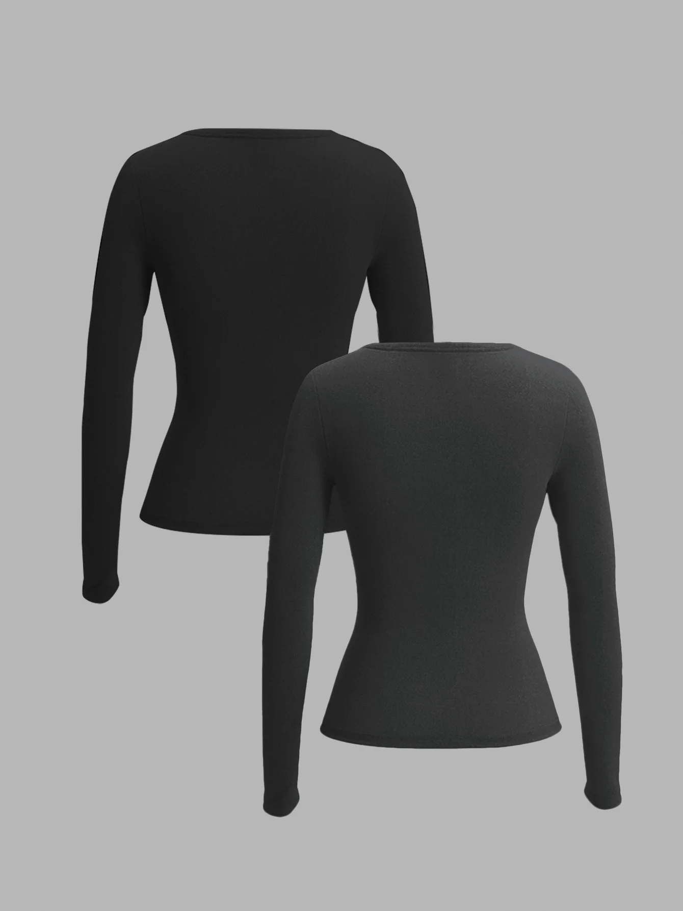 Women's Elegant Comfortable Two-Piece Set Round Neck Button-Up Long Sleeve Solid Color Top Casual Outfit
