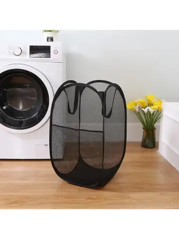 Large Capacity Foldable Dirty Clothes Basket Mesh Bathroom Storage Bucket Portable Organizer for Laundry