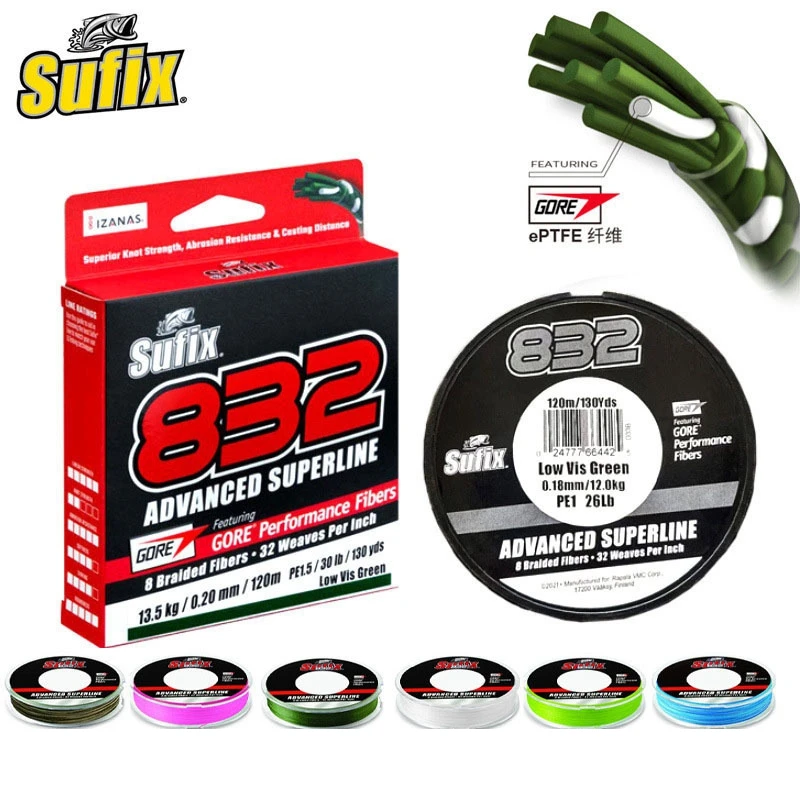 2023 NEW Original SUFIX 832 Fishing Line 120m/250m 13LB-99LB Super strong X8 Braid Multifilament PE SEA Fishing line