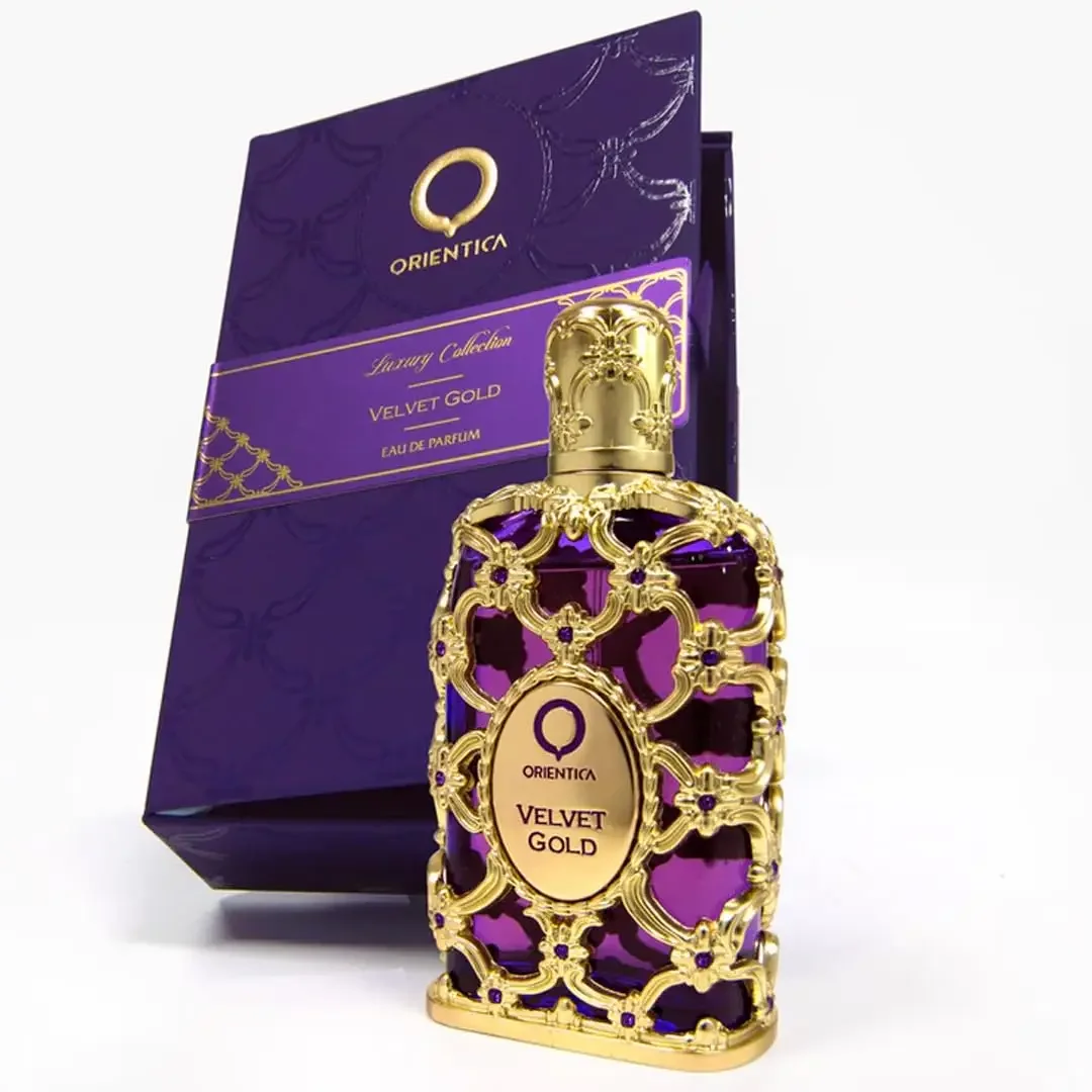 Al Haramain Orientica Velvet Gold - Un abrazadera de terciopelo de ámbar cálido y floral, lujoso perfume árabe para mujer, 2,7 oz