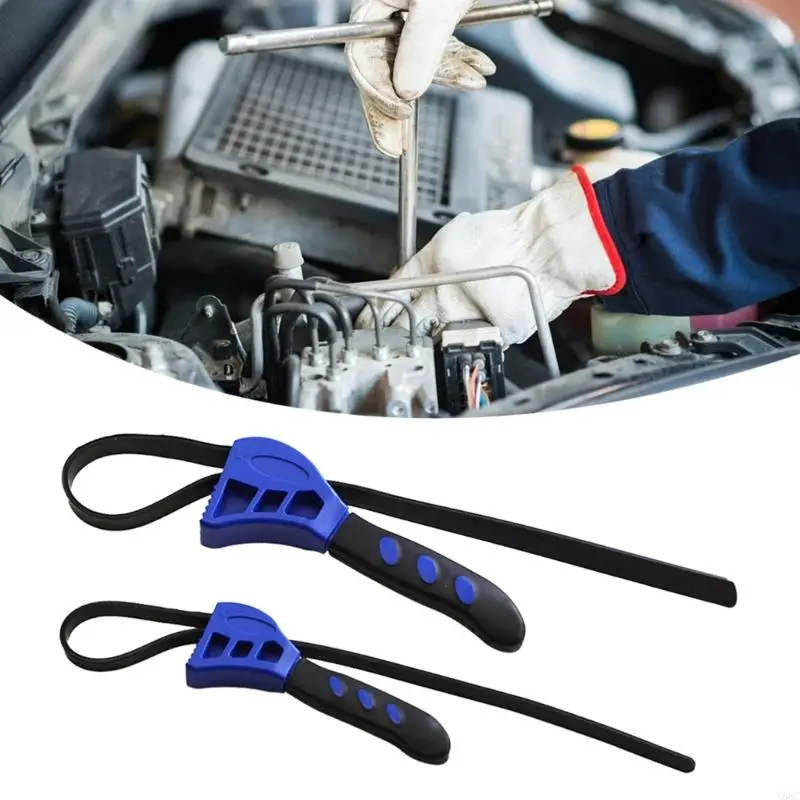 N58C 2PCS Cờ lê dây đeo cao su Bộ lọc dầu Cờ lê Bộ lọc Cờ lê Bộ công cụ cờ lê có thể điều chỉnh đa chức năng