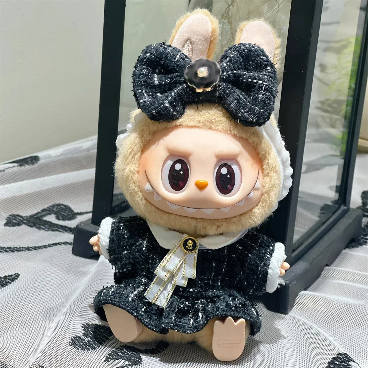 

Labubu Outfit Accessories For 17cm Labubu V2 V1 Plush Idol Doll's Clothing Chambray Cape Dress Golden Pink Labubu Clothes