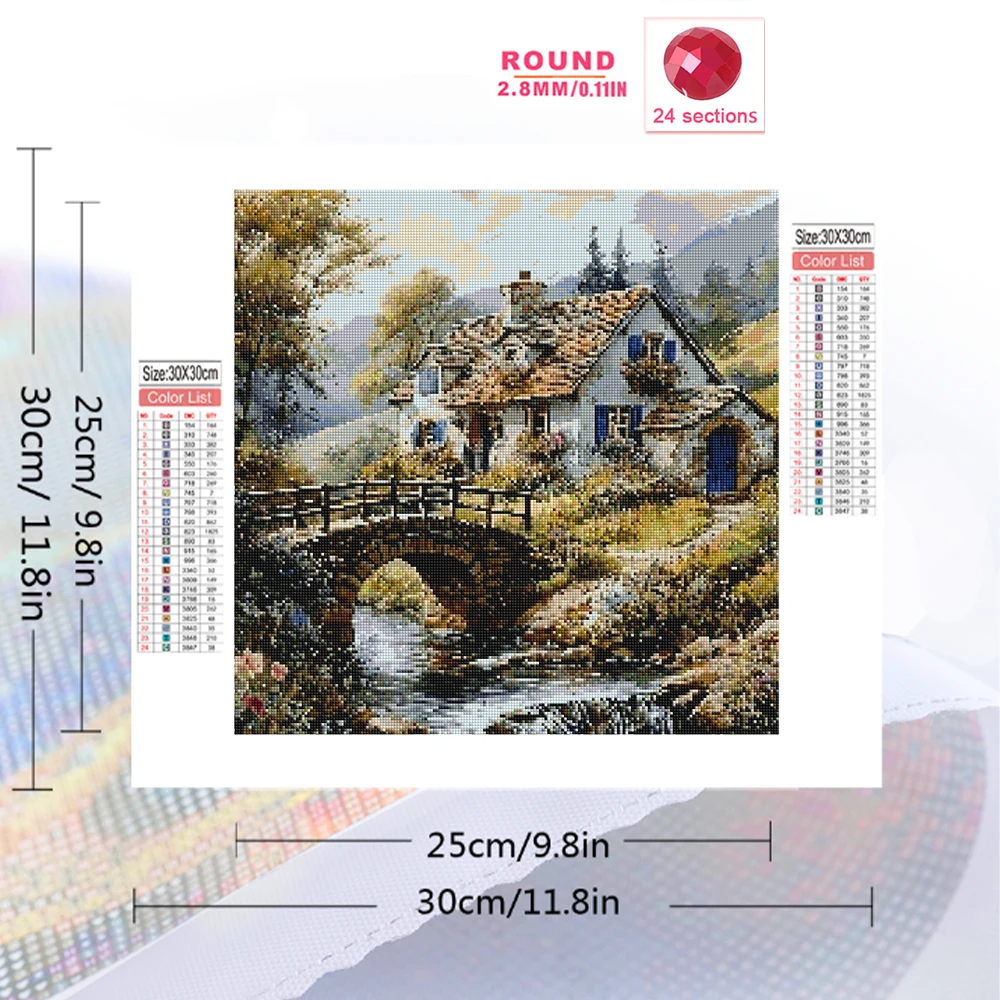 Evershine New Arrival House Diamond Embroidery Landscape DIY Painting Bridge Picture of Rhinestones Mosaic Decor for Home