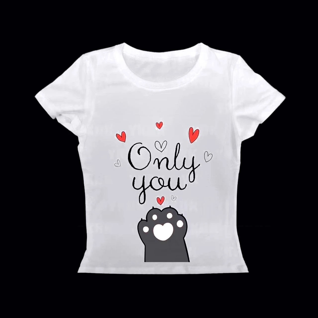 

Only You Design Round Neck Short Sleeve Crop Top Women T-shirts Street Style Digital Printing New Aesthetic Graphic Baby Tee