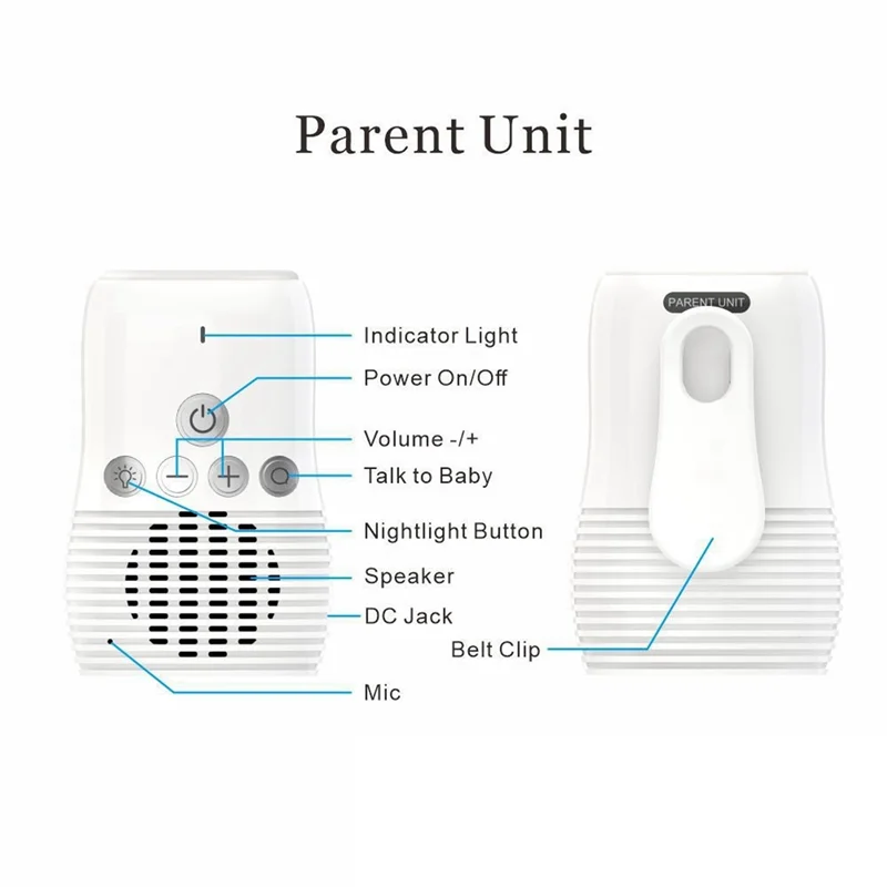 X12A-Baby Audio Monitor 2-Way Talk Baby Intercom Wireless Night Light Home Child Safety Device 2.4Ghz US-Plug Durable Easy Insta