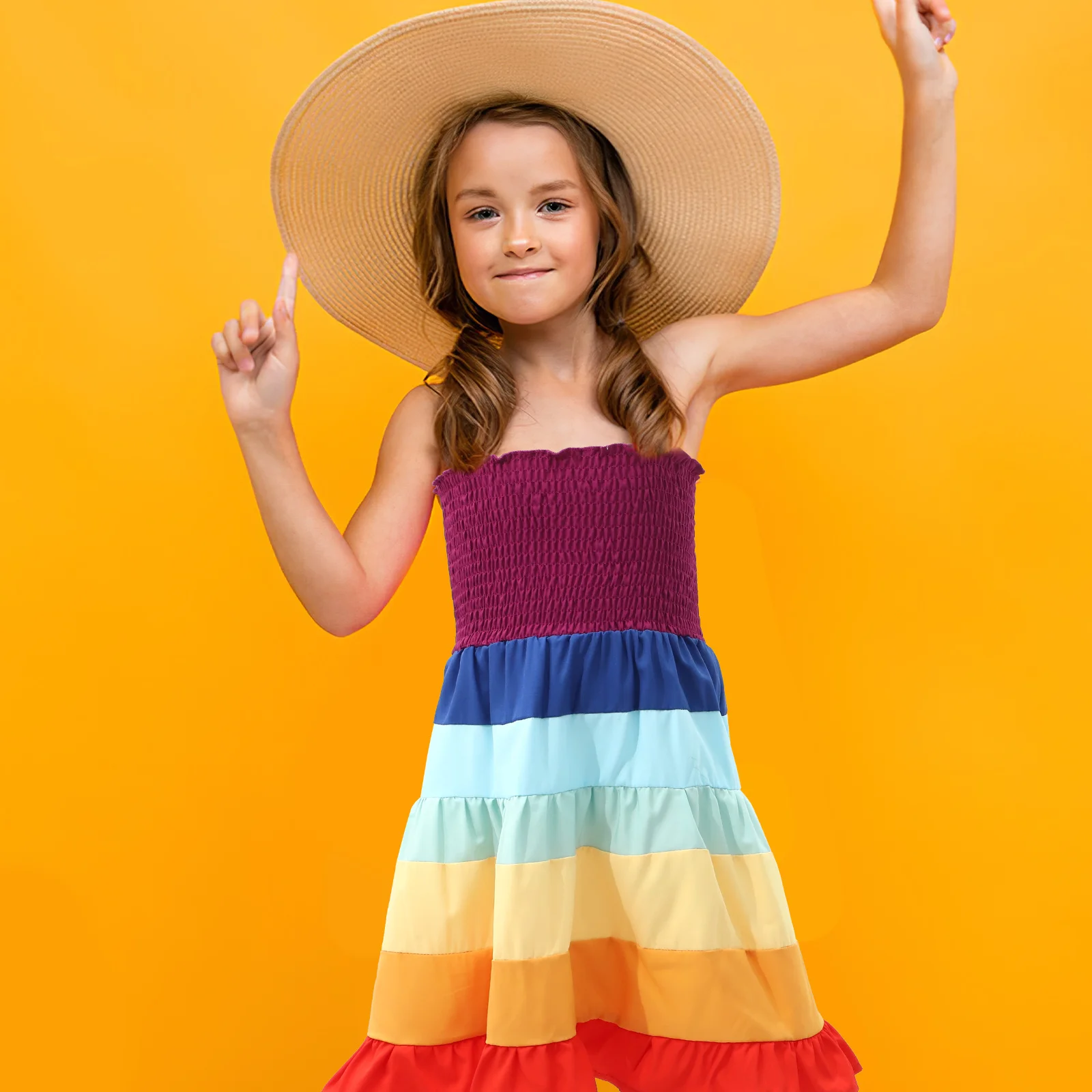 

Rainbow Skirt One-Piece Sleeveless Strapless Beach Dress Party Performance Costume Comfortable Easy Wearing Exquisite Chic