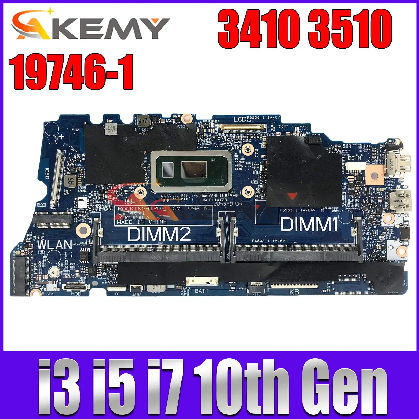 

19746-1 For Dell Latitude 3410 3510 Laptop Notebook Mainboard With i3 i5 i7 10th Gen CPU 0PD7RH 02G2J7 0DT6K3 0J6VTW Motherboard