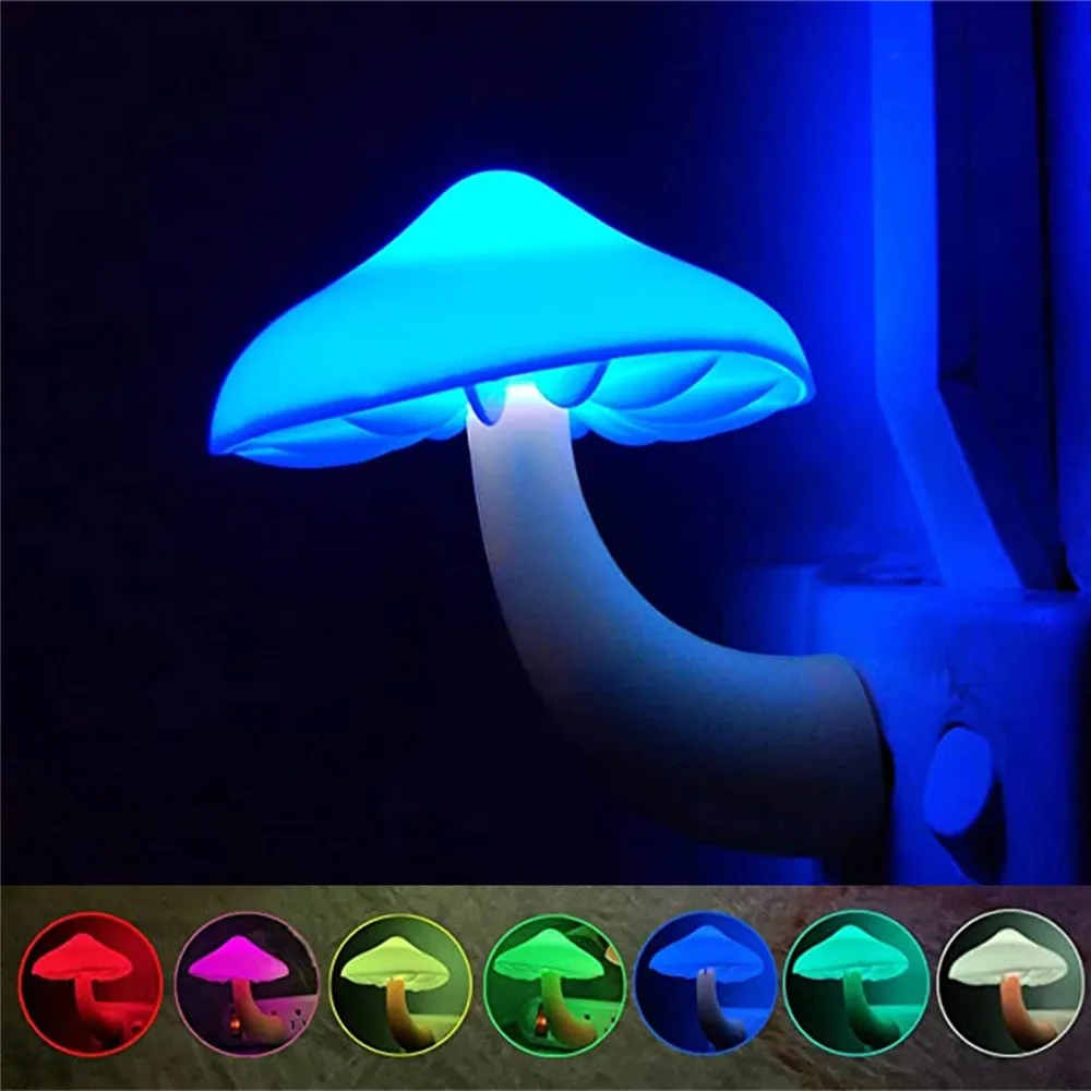 Light Sensor Mushroom Shape Night Lamp Bedroom Decoration Wall Lamp for Kid Room Christmas Gift Bedside Lamp US/EU Plug