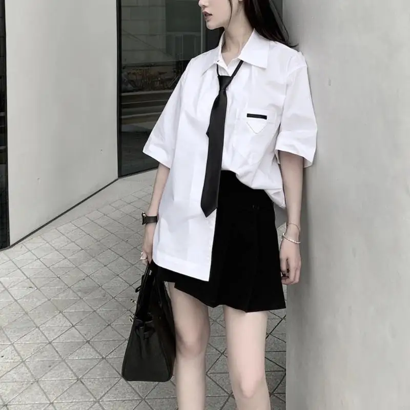 Shirt Tie Female Harajuku Narrow Tie Double Layer Student Preppy Disco Jumping Cool Small Necktie Tie 6XDA