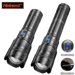 High Power Self Defense Flashlight Super Bright LED Spotlight Long Range Torch Zoom Emergency Outdoor With Battery Indicator