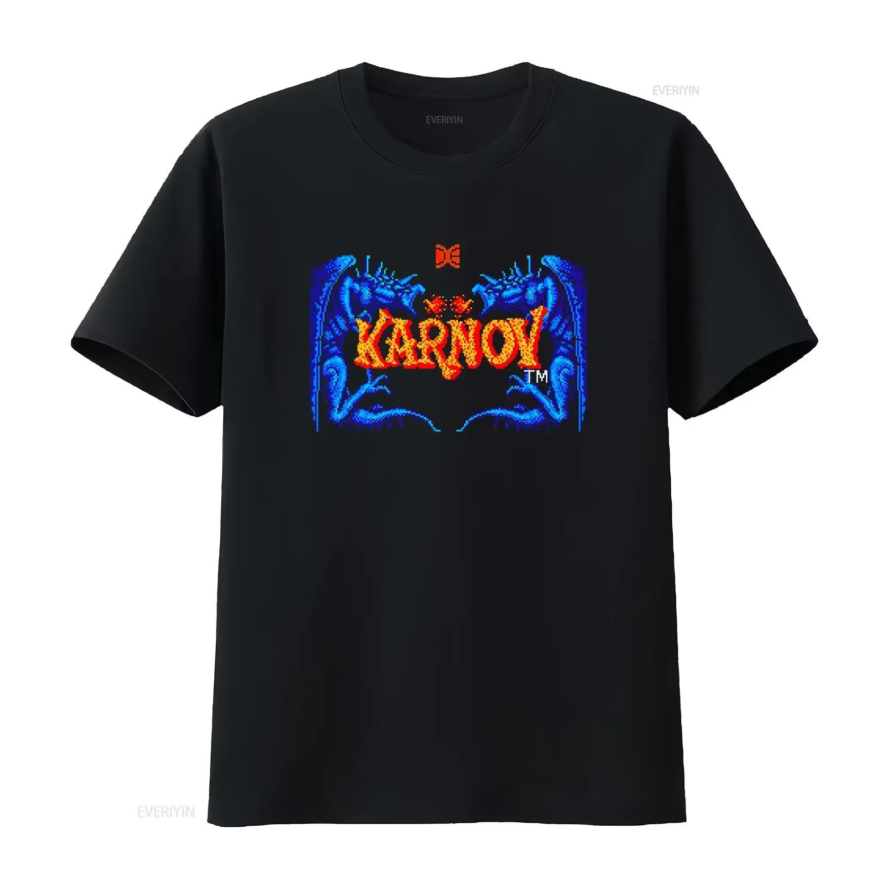 Karnov Retro NES Video Game Start Screen T Shirt for Fans vintage Washed Casual Slightly streetwear homme Versatile Stretched