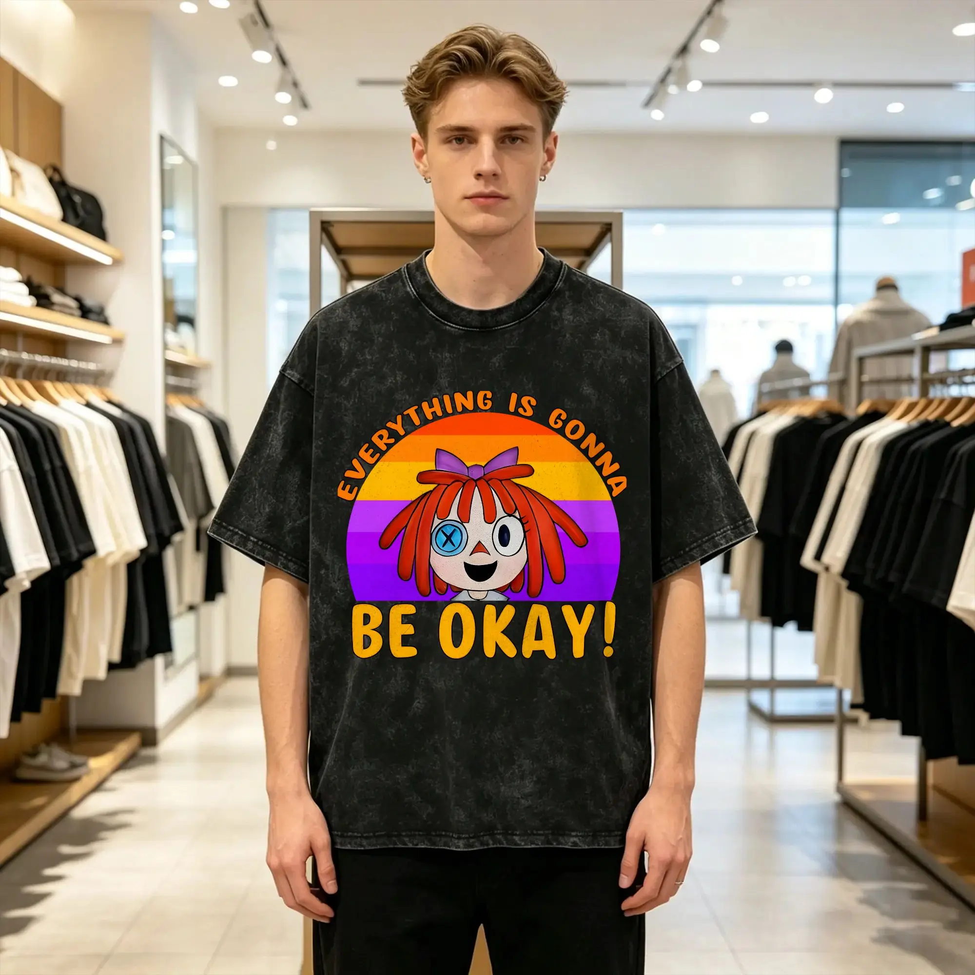 Cartoon Digatal Circus T-Shirt Summer  Vintage T Shirts Cotton Fashion Tshirt For Men Short-Sleeved Design Tees