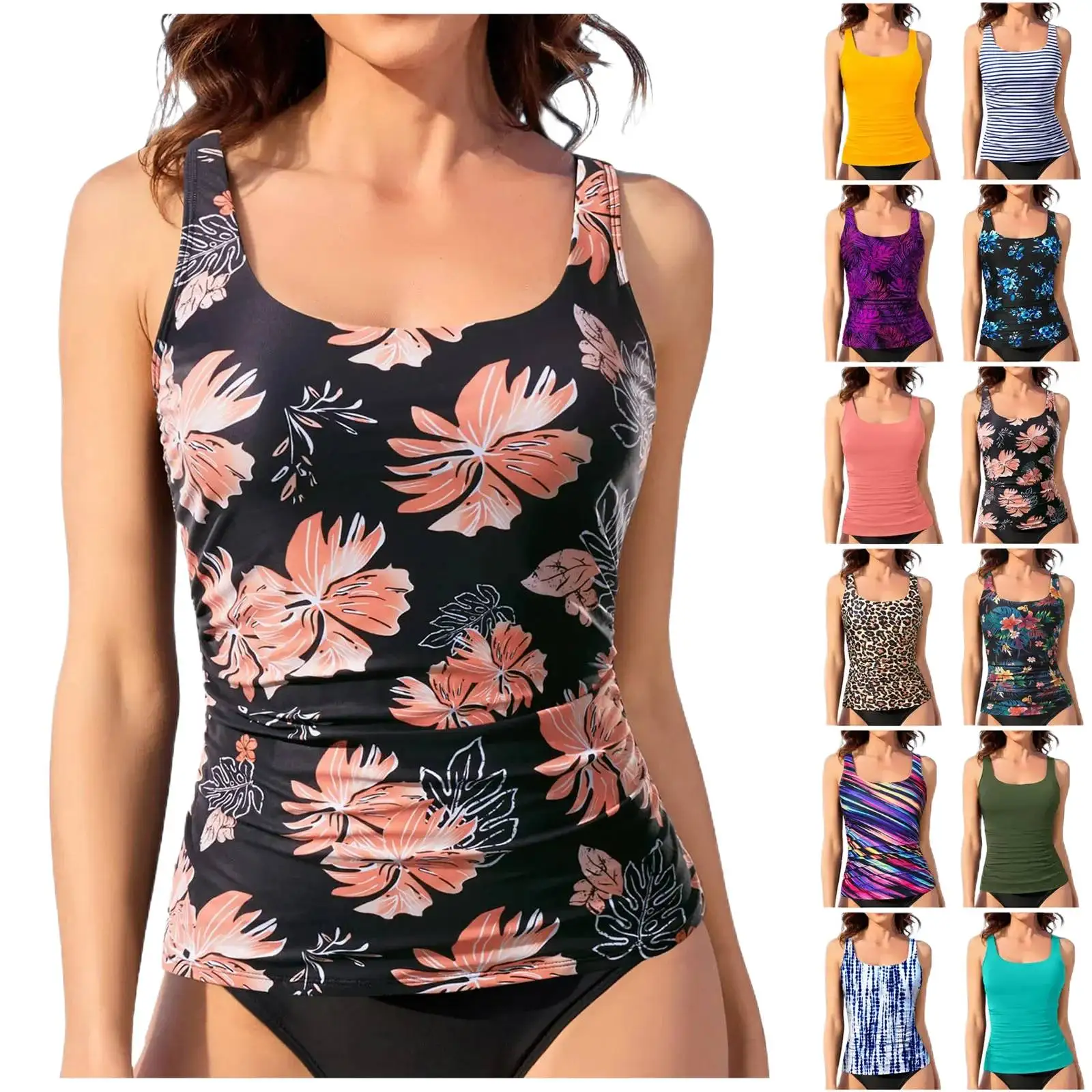 

Women Lace Up Swimwear Tops Underwire Full Coverage Bikini Top Push Up Swim Crop Top Tie Sunflower Swimsuits for Women plus Size