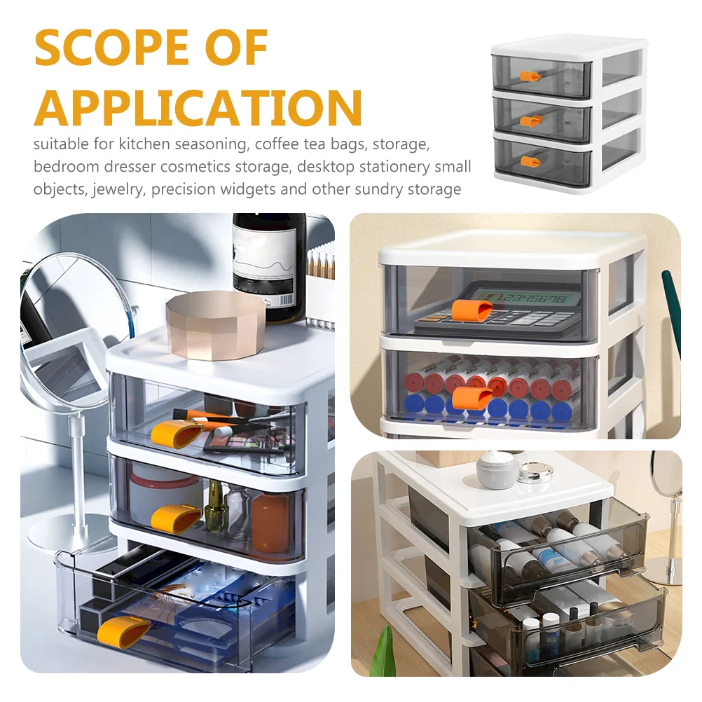 Three Tier Lockers Multi-layer Storage Case Household Tray Desktop Box Visible Container Office