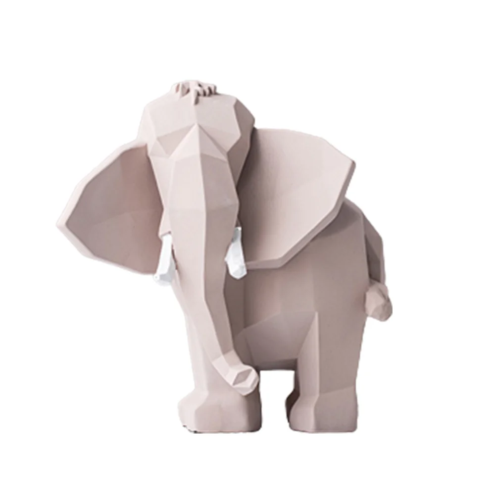 

Geometry Elephant Figurine Resin for Home Office Hotel Decoration Tabletop Animal Modern Craft Elephant Statue Decor M